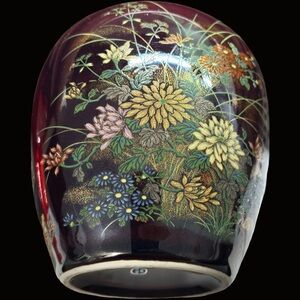 Vintage National Silver Co. Japanese Floral Gold Nagoya Maroon Vase